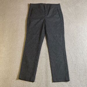 Chicos Platinum Petite Womens Pants Charcoal Textured Straight Leg Size‎ OR